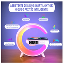 Caxinha de Som G -Speaker COR BRANCA Com Relógio Luminária Bluetooth Inteligente Carregador Sem Fio Led Luz Rgb COM RELÓGIO