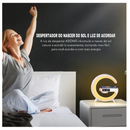 Caxinha de Som G -Speaker COR BRANCA Com Relógio Luminária Bluetooth Inteligente Carregador Sem Fio Led Luz Rgb COM RELÓGIO